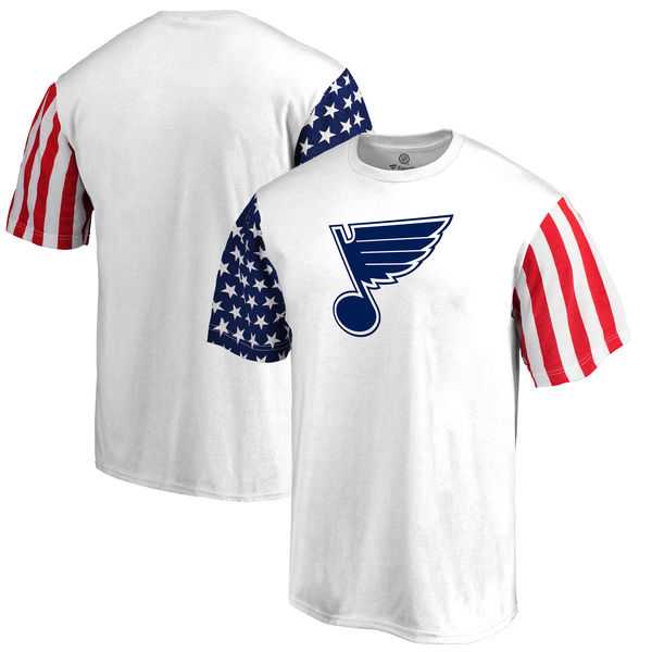 Men's St. Louis Blues Fanatics Branded Stars & Stripes T-Shirt White FengYun,We sell and wholesale Men's St. Louis Blues Fanatics Branded Stars & Stripes T-Shirt White FengYun on line form chian!